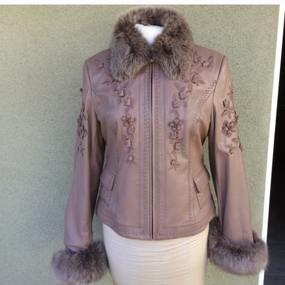 'ebene  by Patrick Assuline Fox fur leather jacket